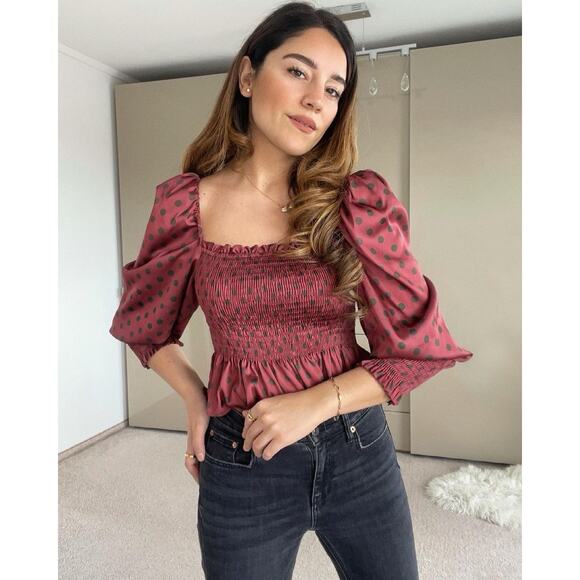 ZARA Co-Ord Polka Dot Puff Sleeve Top & Midi Skirt Set NWT ❤️ - Picture 12 of 16